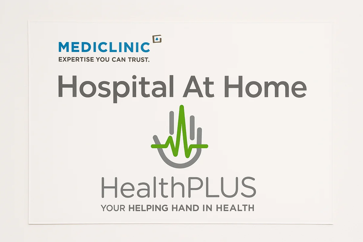 Mediclinic Hospital At Home and HealthPLUS sign at Winelands Medical Centre